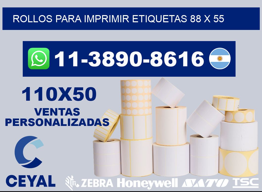 rollos para imprimir etiquetas 88 x 55