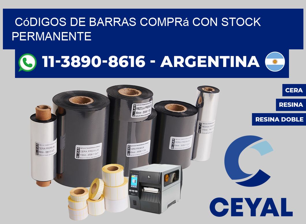 códigos de barras Comprá con stock permanente