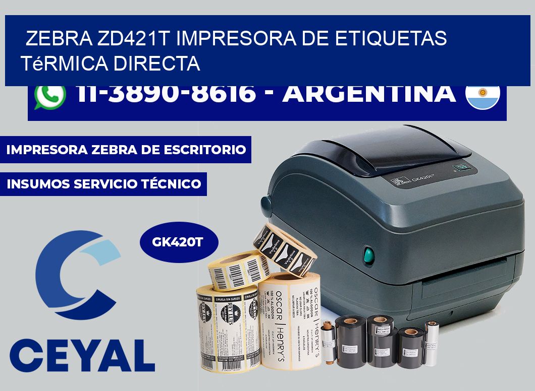 zebra ZD421T impresora de etiquetas térmica directa