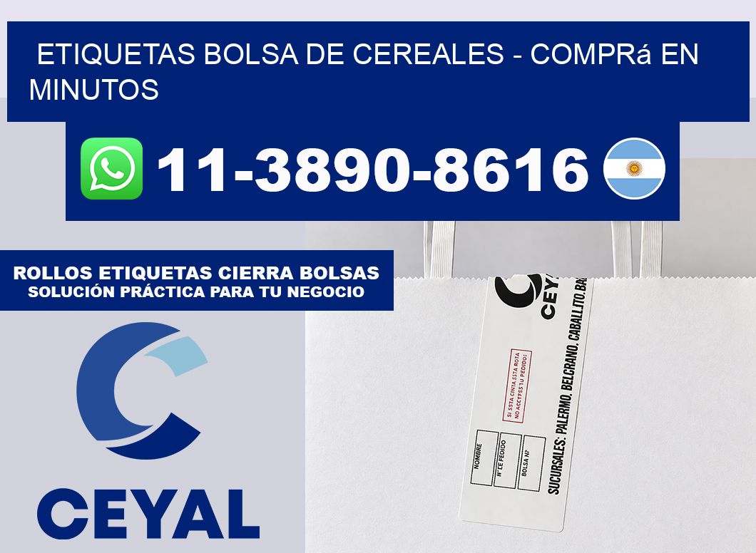 Etiquetas Bolsa de cereales - Comprá en minutos