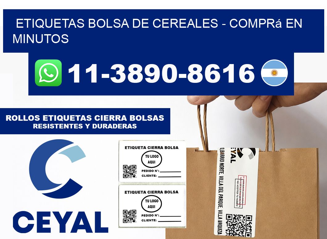 Etiquetas Bolsa de cereales - Comprá en minutos