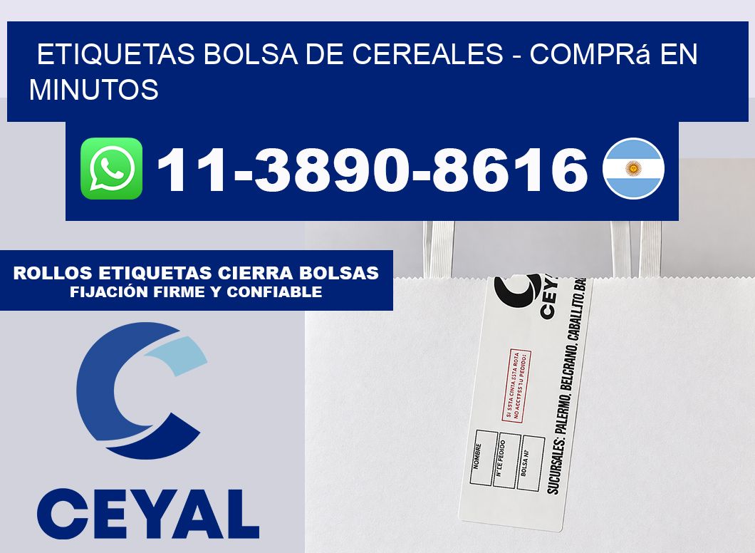 Etiquetas Bolsa de cereales - Comprá en minutos