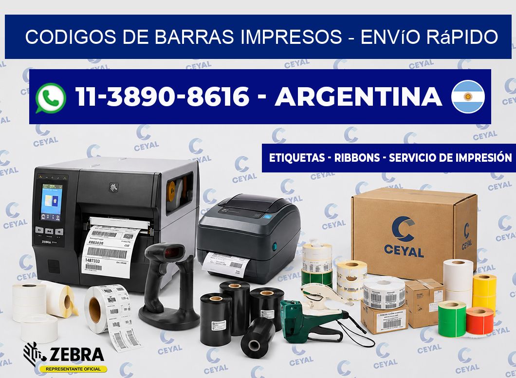 CODIGOS DE BARRAS IMPRESOS - Envío rápido
