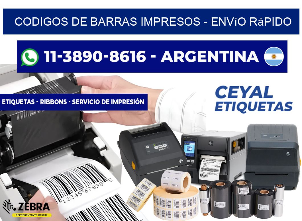 CODIGOS DE BARRAS IMPRESOS - Envío rápido