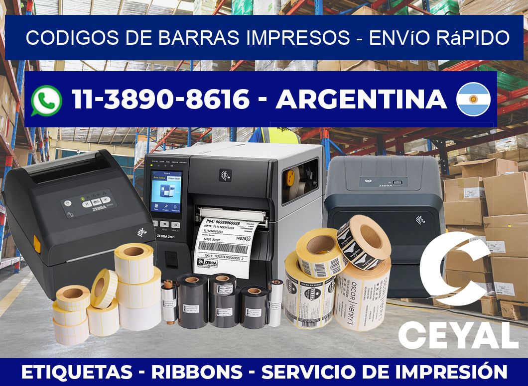 CODIGOS DE BARRAS IMPRESOS – Envío rápido