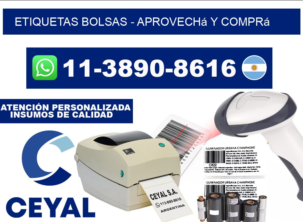 ETIQUETAS BOLSAS - Aprovechá y comprá