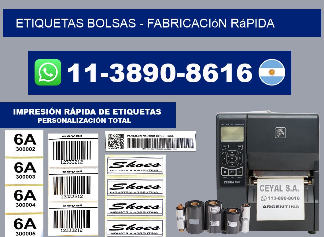 ETIQUETAS BOLSAS - Fabricación rápida