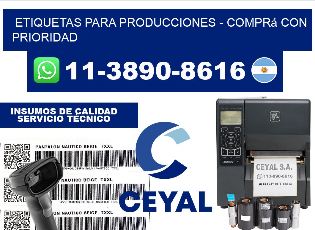 ETIQUETAS PARA PRODUCCIONES - Comprá con prioridad