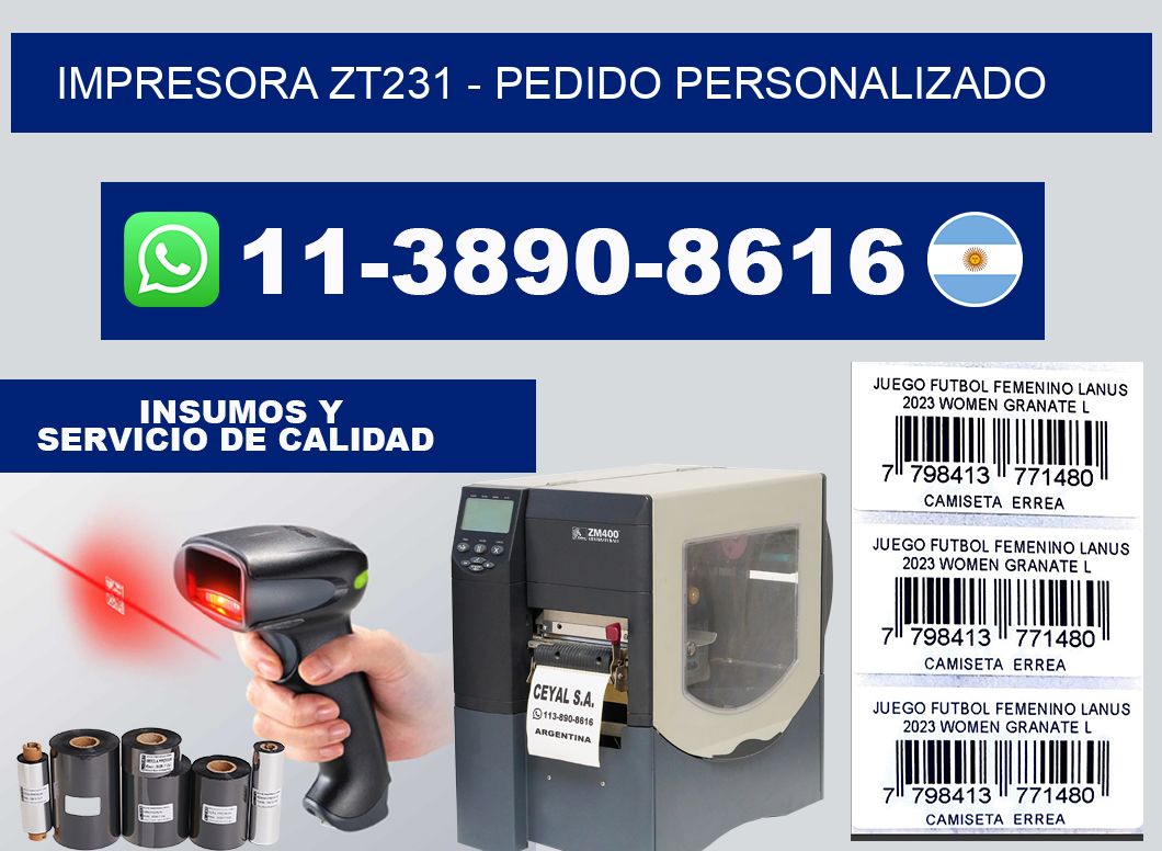 IMPRESORA ZT231 - Pedido personalizado