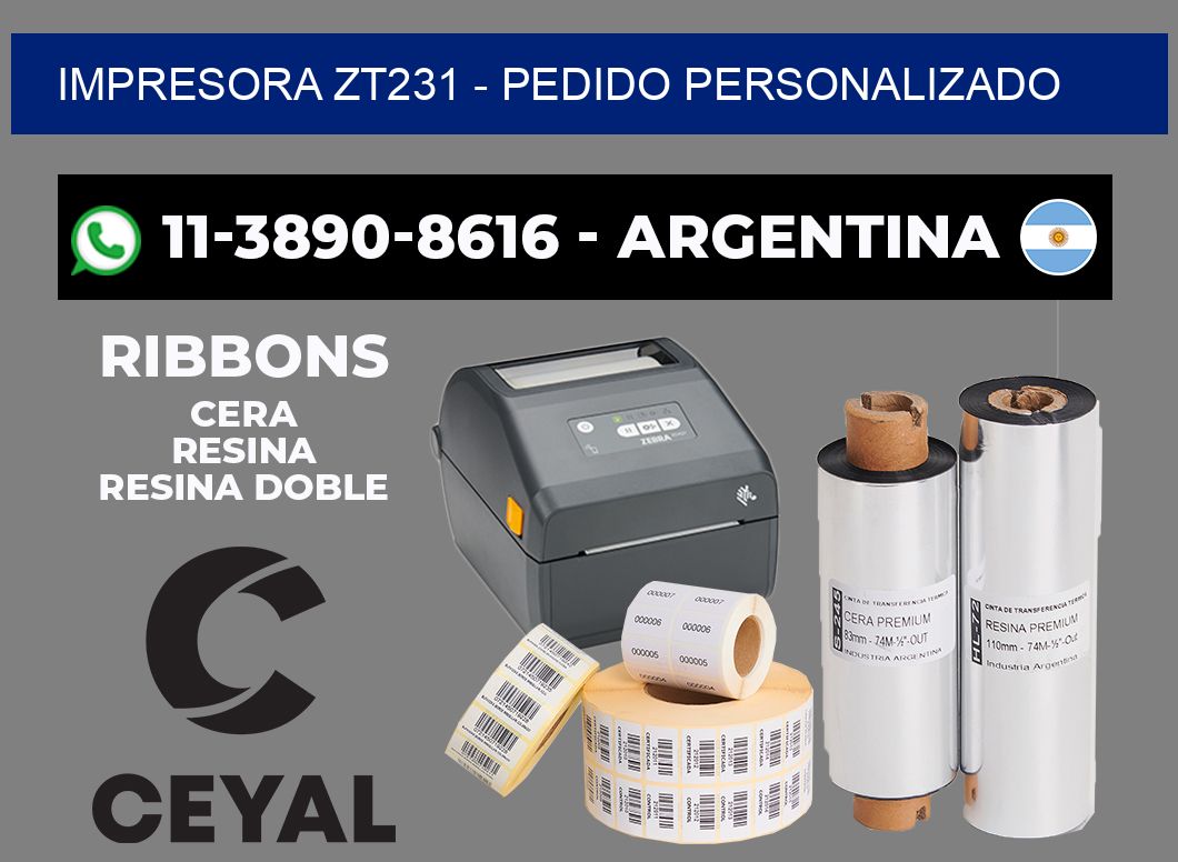 IMPRESORA ZT231 - Pedido personalizado