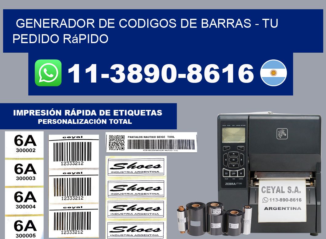 generador de codigos de barras - Tu pedido rápido